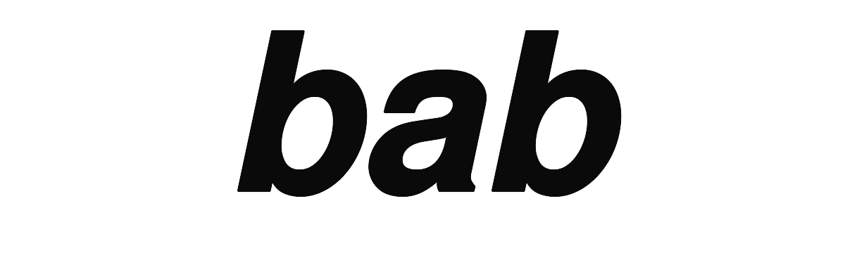 BAB bold wordmark